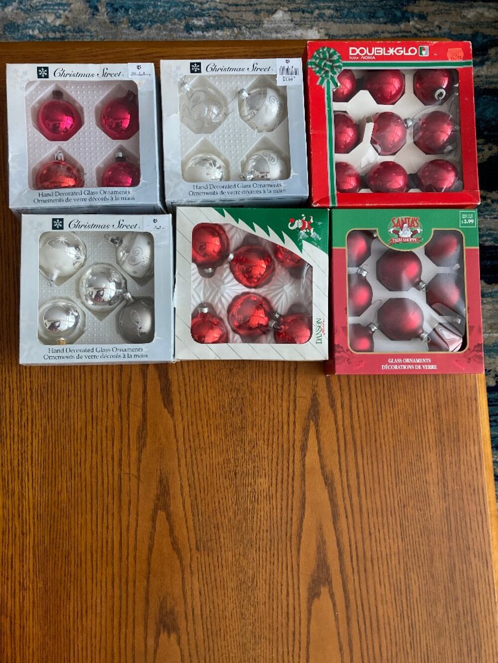 Vintage Red and Silver Glass Balls Christmas Tree Decorations